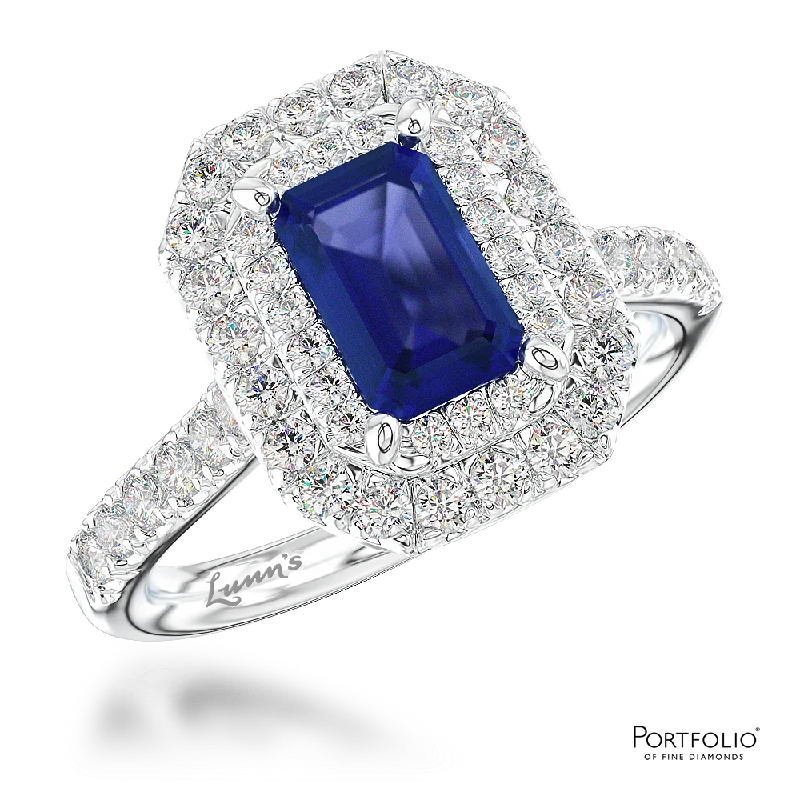 cocktail rings for women -Cluster 0.92ct Sapphire Platinum Ring