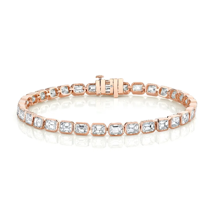 silver bracelets for women -DIAMOND EAST WEST BEZEL TENNIS BRACELET