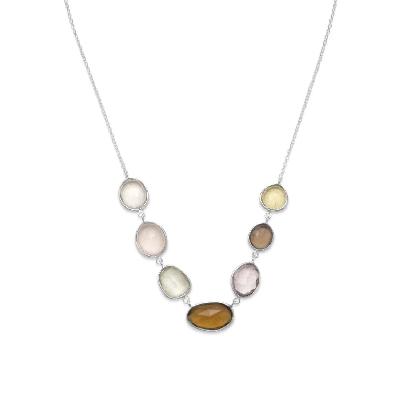 bridal shower necklaces for women -Multicolor Faceted Gemstone Necklace