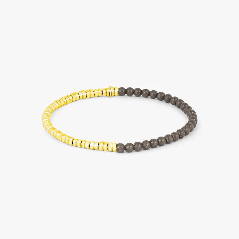 gold-plated bangles for women -Santorini Bracelet In Yellow Gold & Grey Titanium