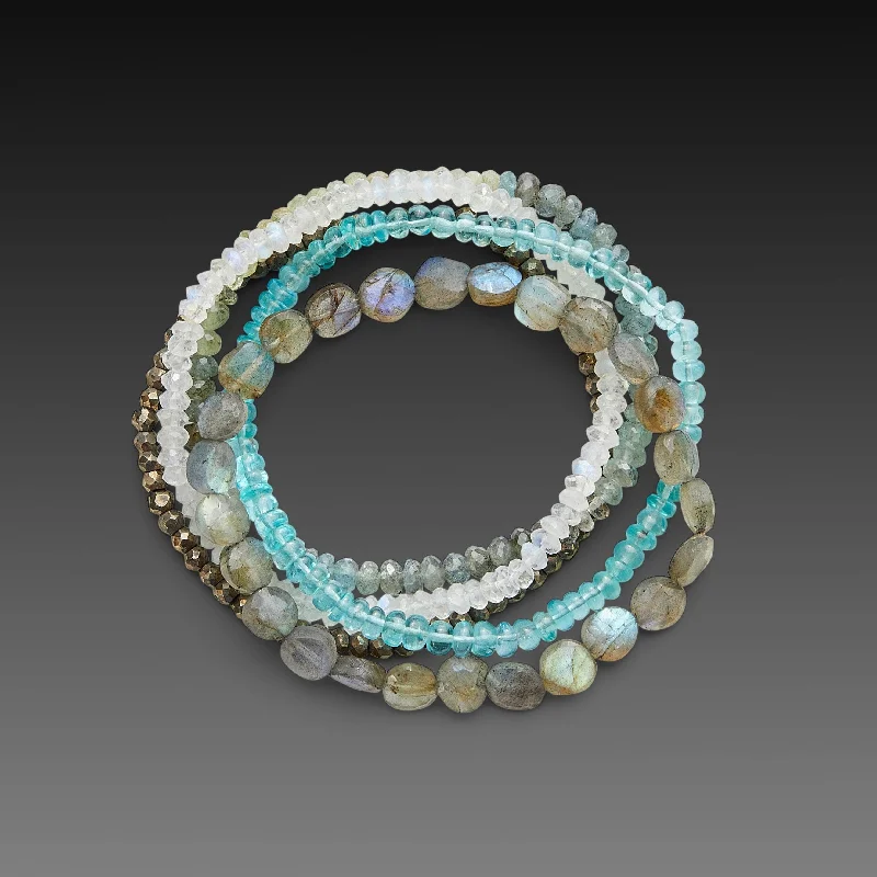 statement bangles for women -Sea & Sky Bracelet Set