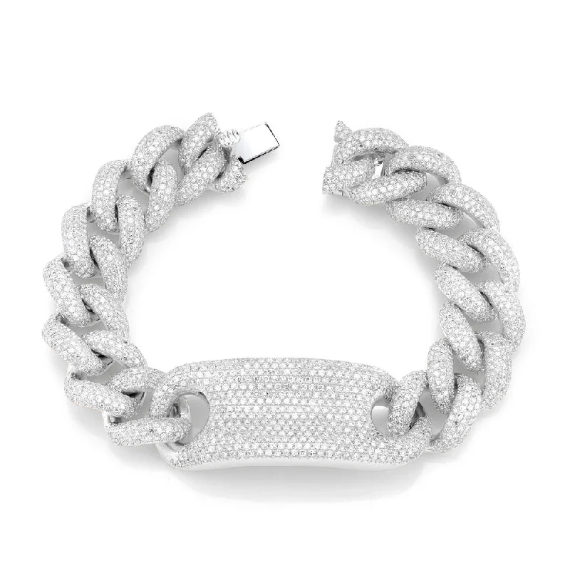 bohemian style bangles for women -DIAMOND PAVE ID JUMBO LINK BRACELET