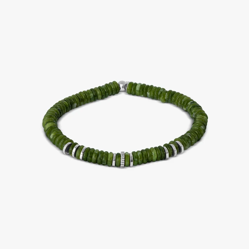 crystal bangles for women -Positano Bracelet In Green With Rhodium Plated Silver