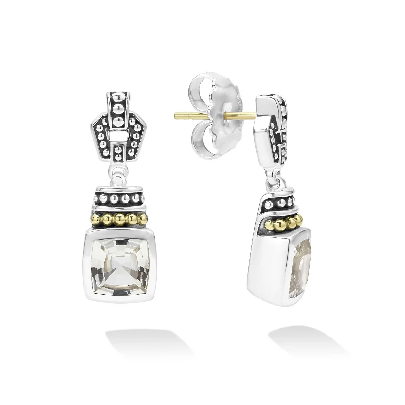 designer earrings for women -Caviar Color White Topaz Drop Earrings