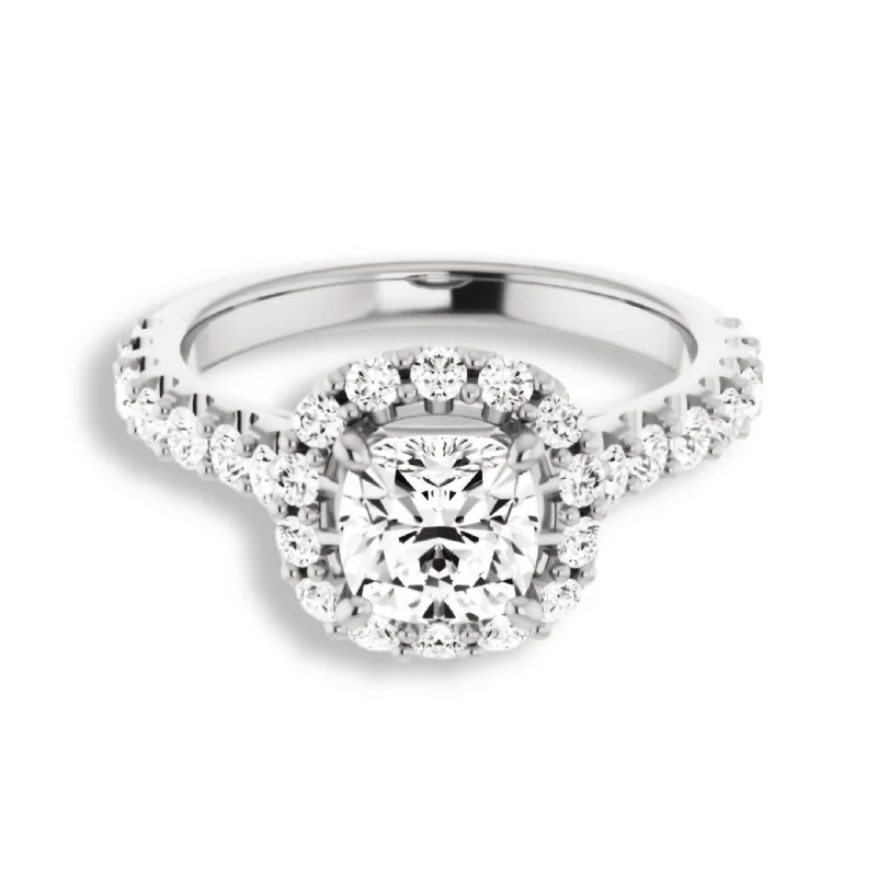 women’s engagement ring sets -Cushion Cut Diamond Halo Engagement Ring