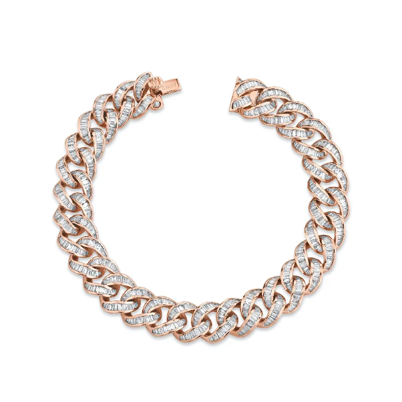 women’s charm bracelets -DIAMOND BAGUETTE ESSENTIAL LINK BRACELET