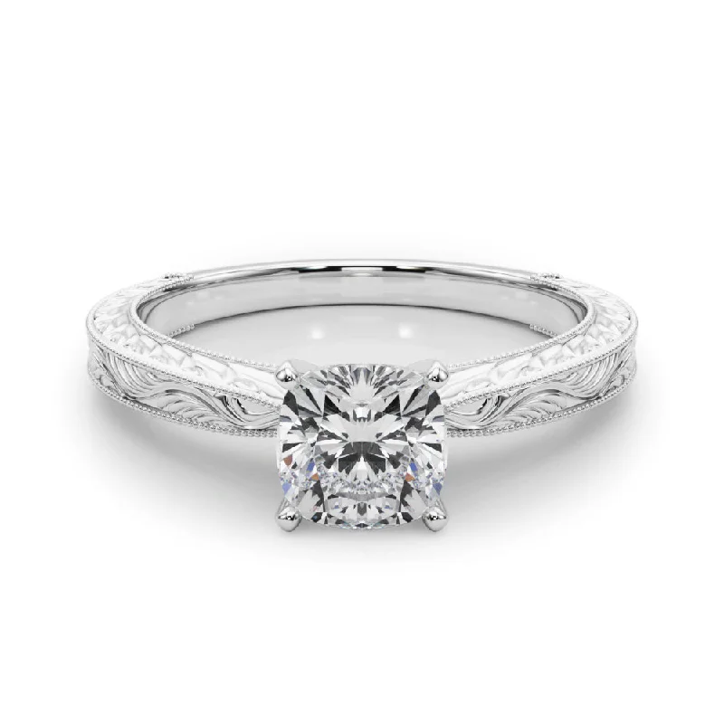 engagement rings with rubies -Victoria Cushion Diamond Solitaire Engagement Ring