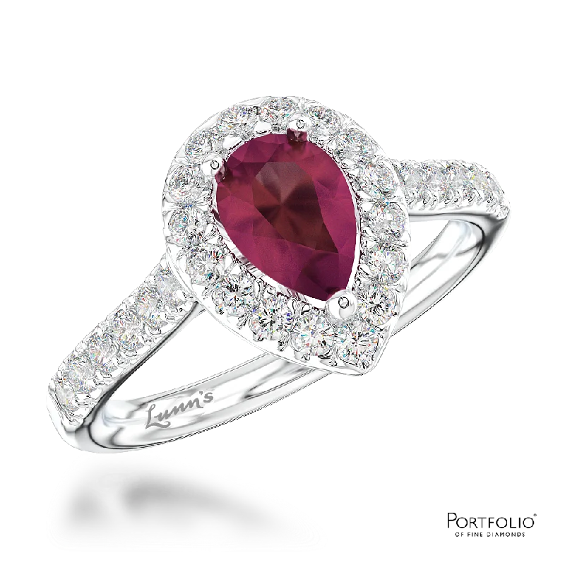 opal rings for women -Cluster 0.63ct Ruby Platinum Ring