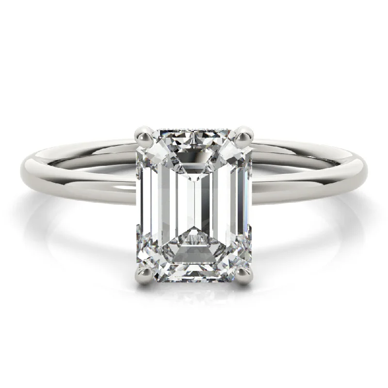 bridal set engagement rings -Madilyn Emerald Diamond Solitaire Engagement Ring