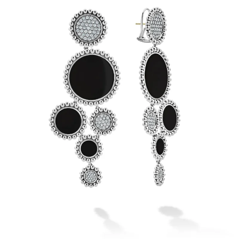 custom-made earrings for women -Maya Onyx and Diamond Statement Earrings