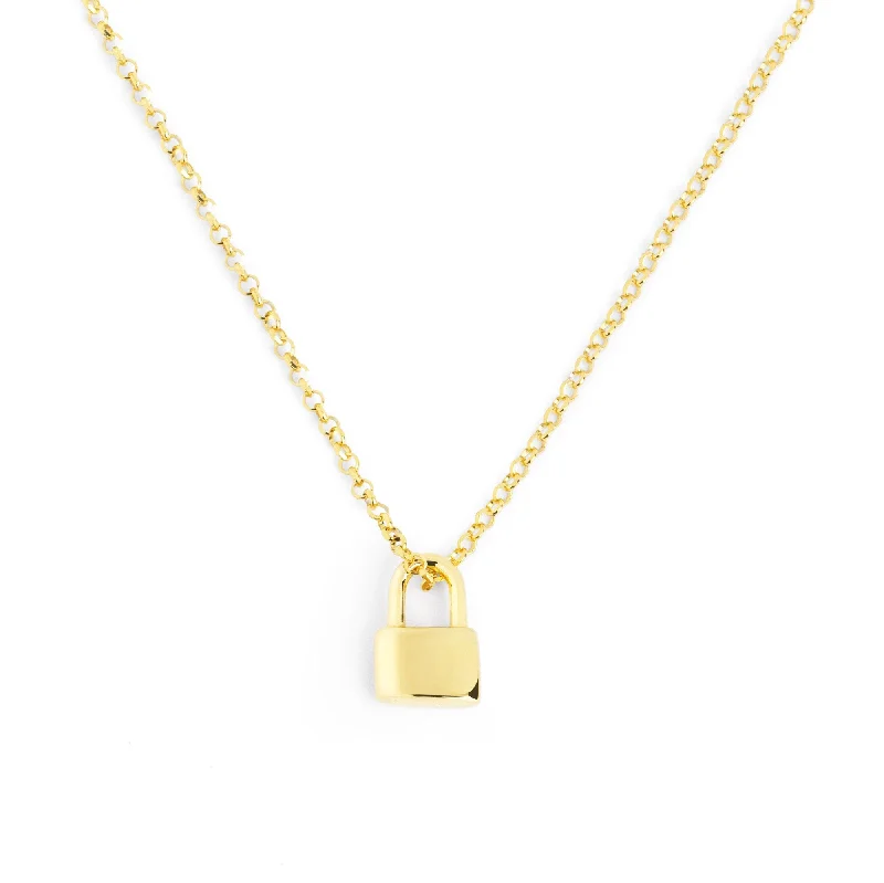 trendy gold necklaces for women -Lock Gold Necklace