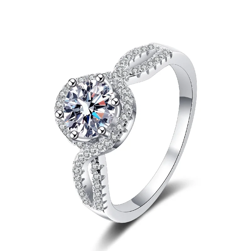 alternative engagement rings -1 Ct Moissanite and 925 Sterling Silver Engagement Ring