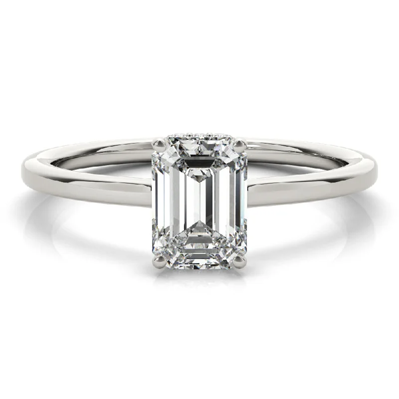 luxury diamond solitaire engagement rings -Aimee Emerald Diamond Solitaire Engagement Ring