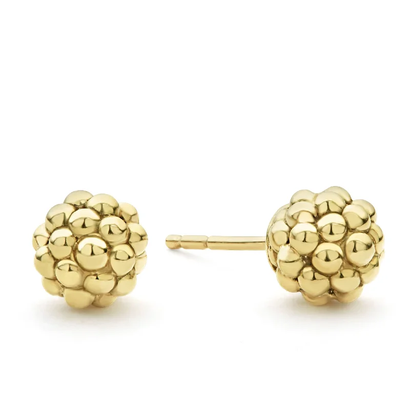 cute earrings for women -Caviar Gold 18K Gold Beaded Stud Earrings