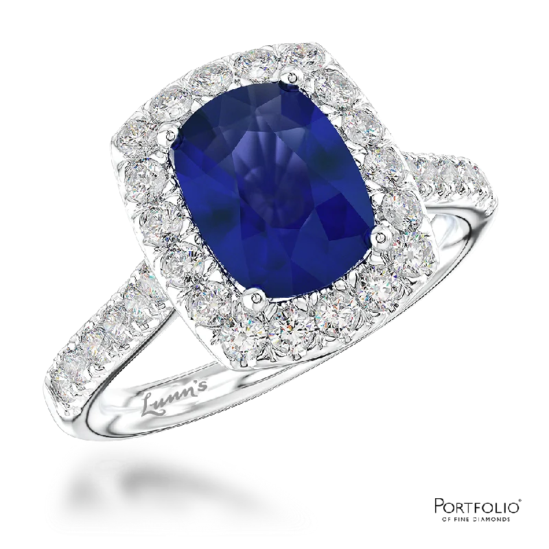 women’s wedding bands -Cluster 0.91ct Sapphire Platinum Ring