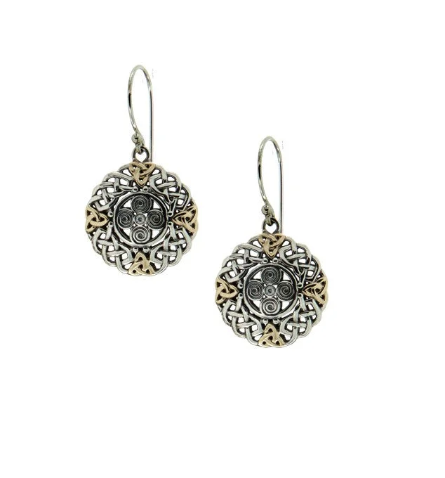 crystal chandelier earrings -Silver and 10k Gold Woven Spiral Leverback Earrings