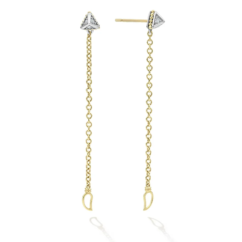 elegant gold earrings for women -KSL Convertible Chain Diamond Stud Earrings