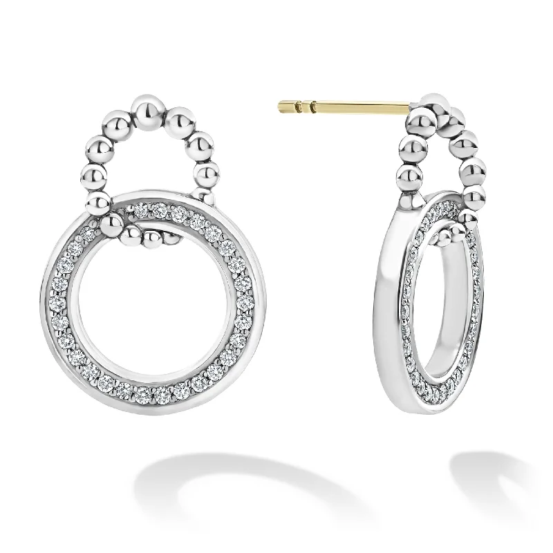 vintage-inspired earrings for women -Caviar Spark Double Circle Diamond Caviar Earrings