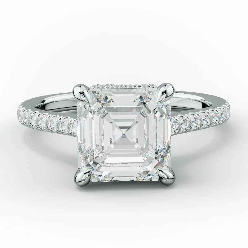 vintage inspired diamond engagement rings -Aria Asscher Cut Diamond Engagement Ring