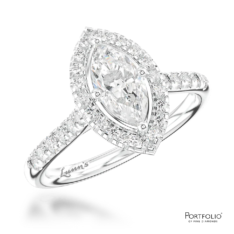 boho rings for women -Cluster 0.43ct D VS2 Diamond Platinum Ring