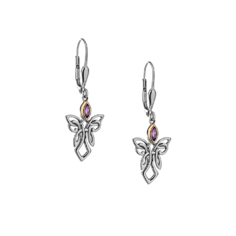 vintage earrings for women -Silver and 10k Gold Guardian Angel Earrings - Amethyst/Topaz/Peridot/Cubic Zirconia