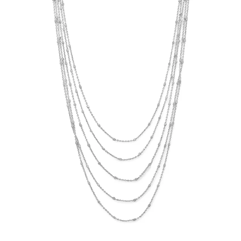 choker necklaces for women -Rhodium Plated Five Strand Satellite Chain Necklace