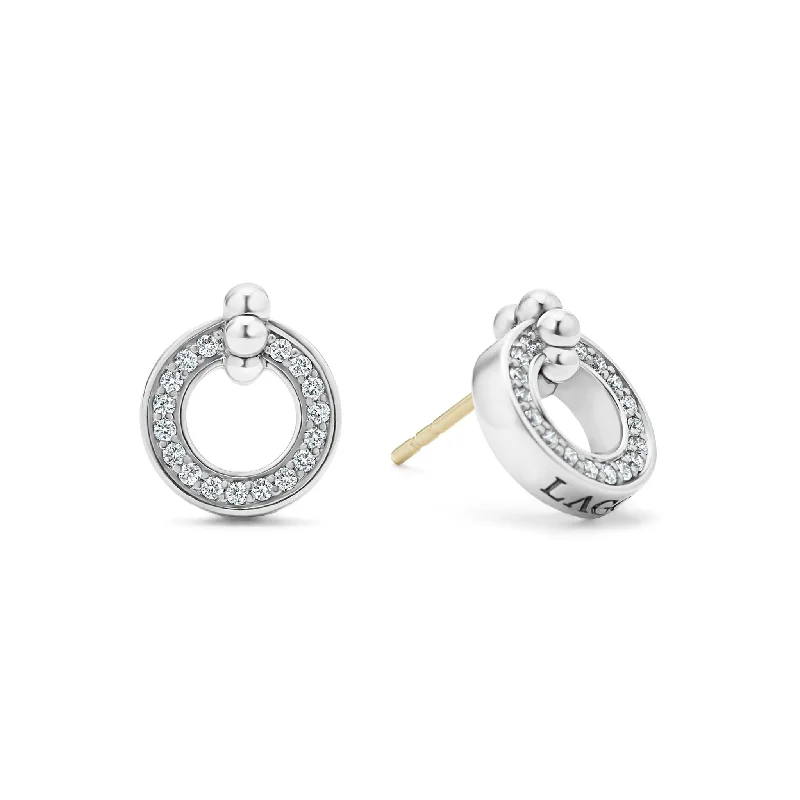 hoop earrings for women -Caviar Spark Circle Diamond Stud Earrings