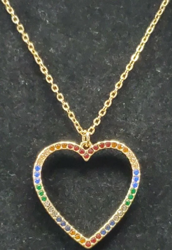 celestial necklaces for women -Multicolor Rhinestone Heart Necklace