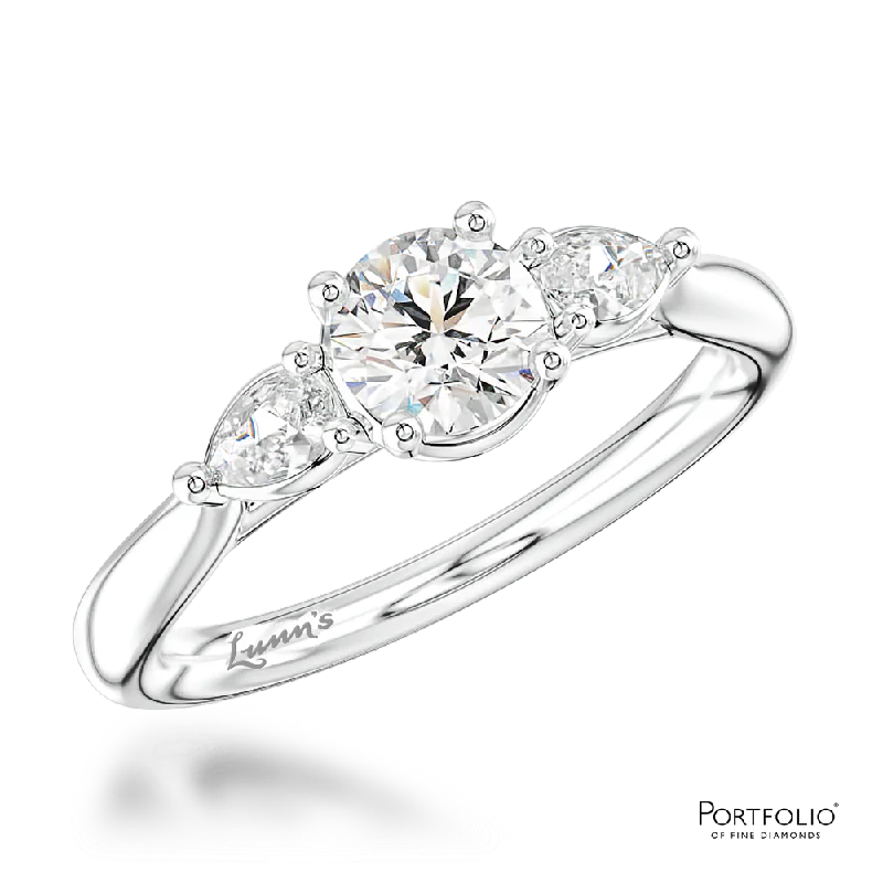 delicate rings for women -Three Stone 0.50ct F SI1 Diamond Platinum Ring