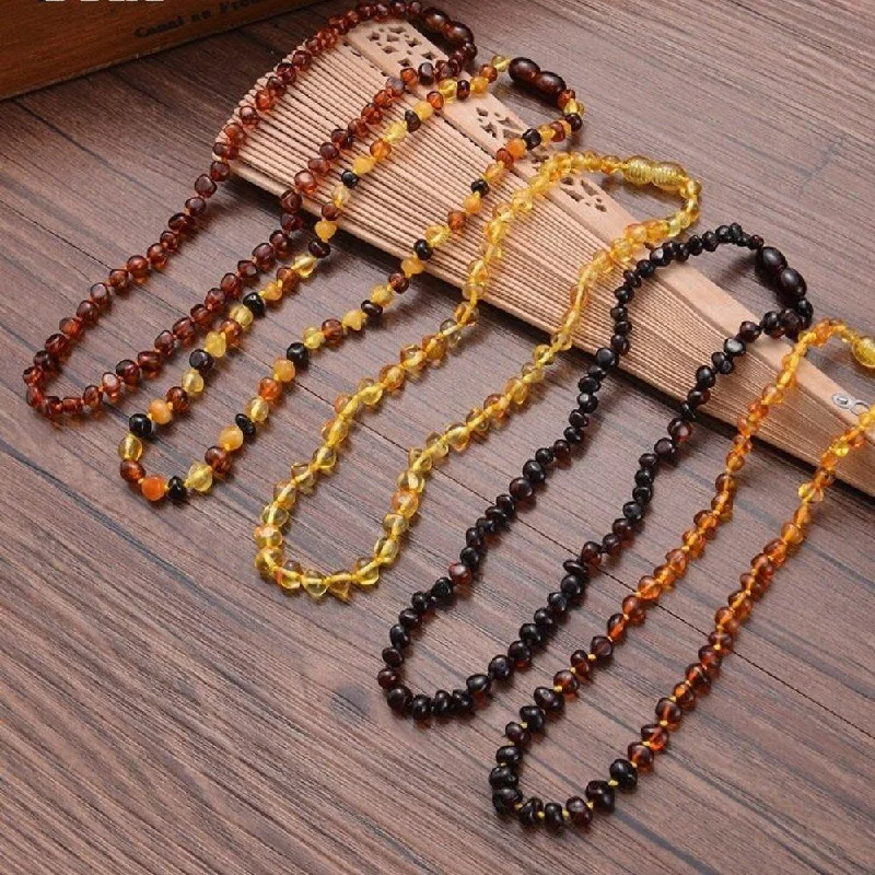 cute necklaces for women -Earthy Amber Teething Necklace