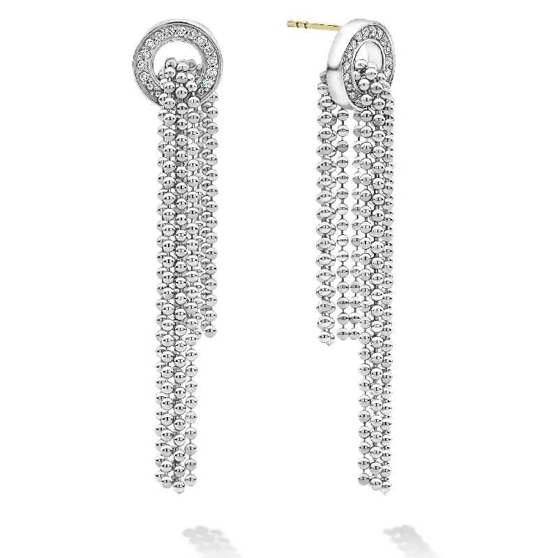 trendy earrings for women -Caviar Spark Cascading Caviar Diamond Earrings