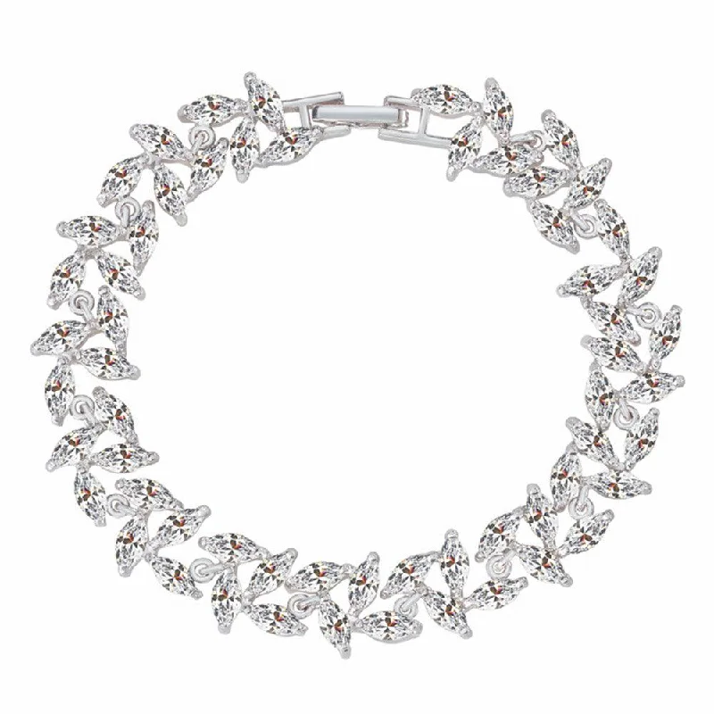 charm bracelets for women -Tennis Bracelet with Marquise Cut Cubic Zirconia