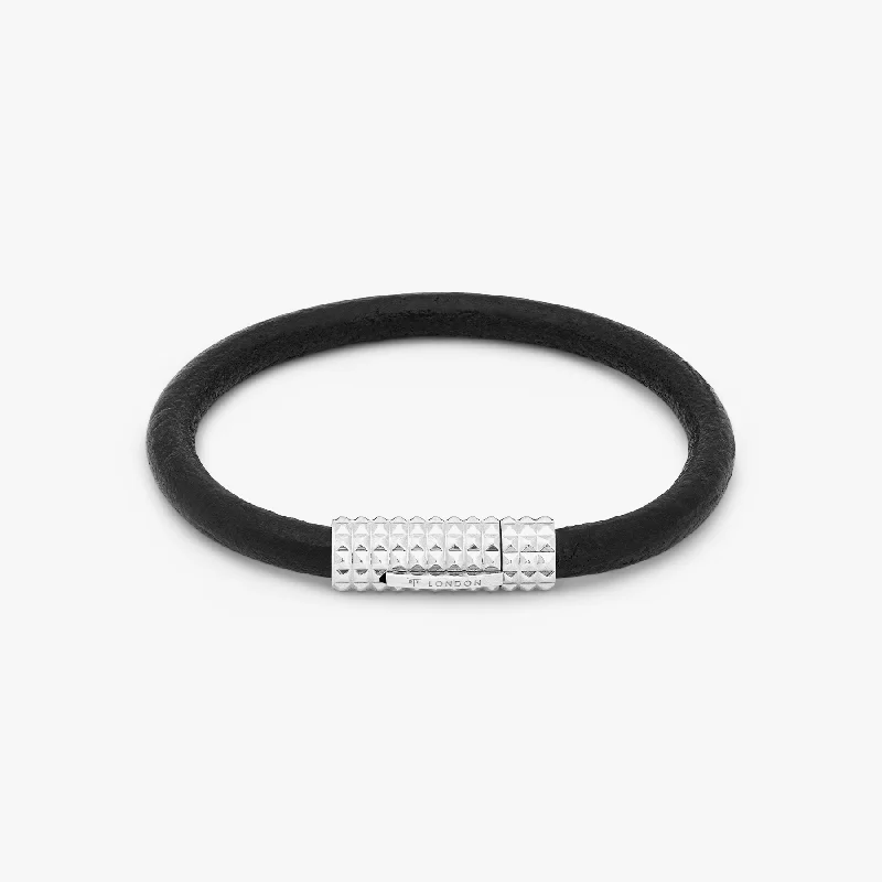 women’s custom bracelets -Black leather Diamond Giza bracelet