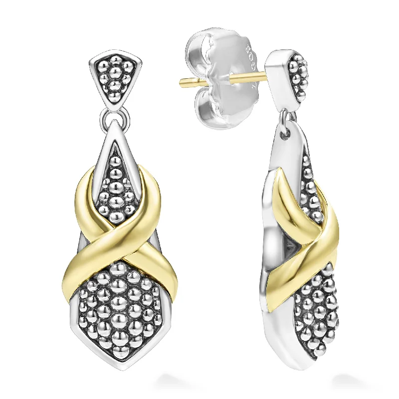 vintage earrings for women -Embrace Two-Tone X Drop Earrings