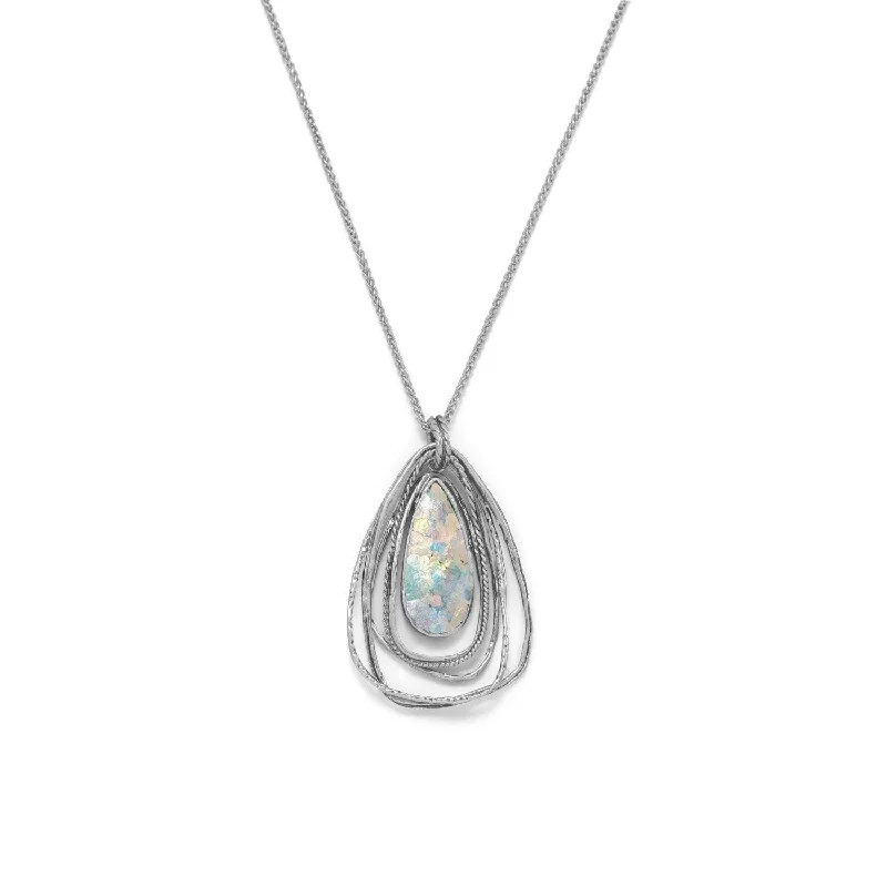 celestial necklaces for women -Ancient Roman Glass Two Part Pear Drop Pendant Necklace