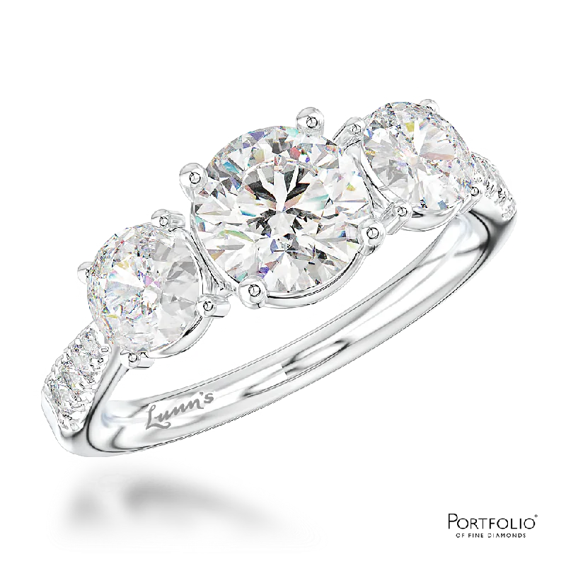 elegant diamond rings for women -Three Stone 0.80ct F SI1 Diamond Platinum Ring