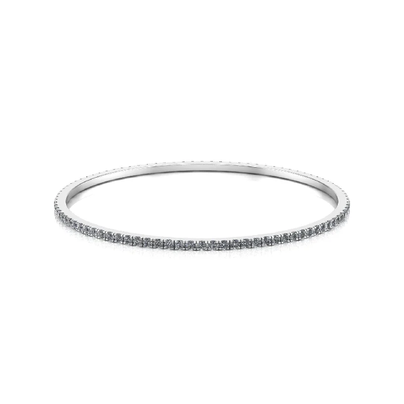 stackable bangles for women -Italian Silver Moissanite Bangle