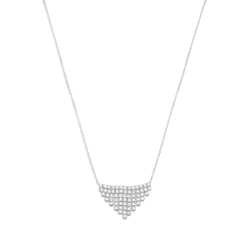 women’s pearl pendants -Rhodium Plated CZ "V" Design Necklace