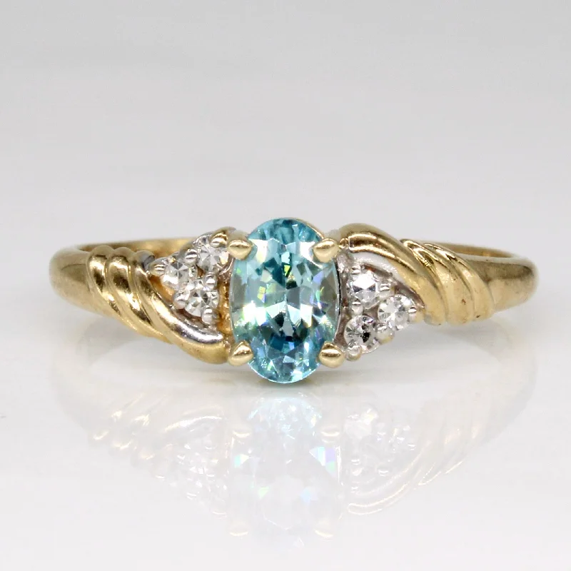 gold rings with gemstones -Blue Topaz & Diamond Cocktail Ring | 0.55ct, 0.06ctw | SZ 6.75 |