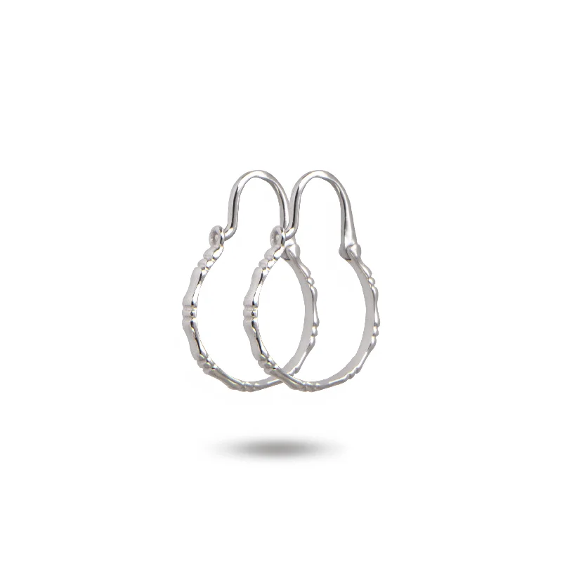 bold statement earrings -14K White Gold Bamboo Dangle Hoop Earrings