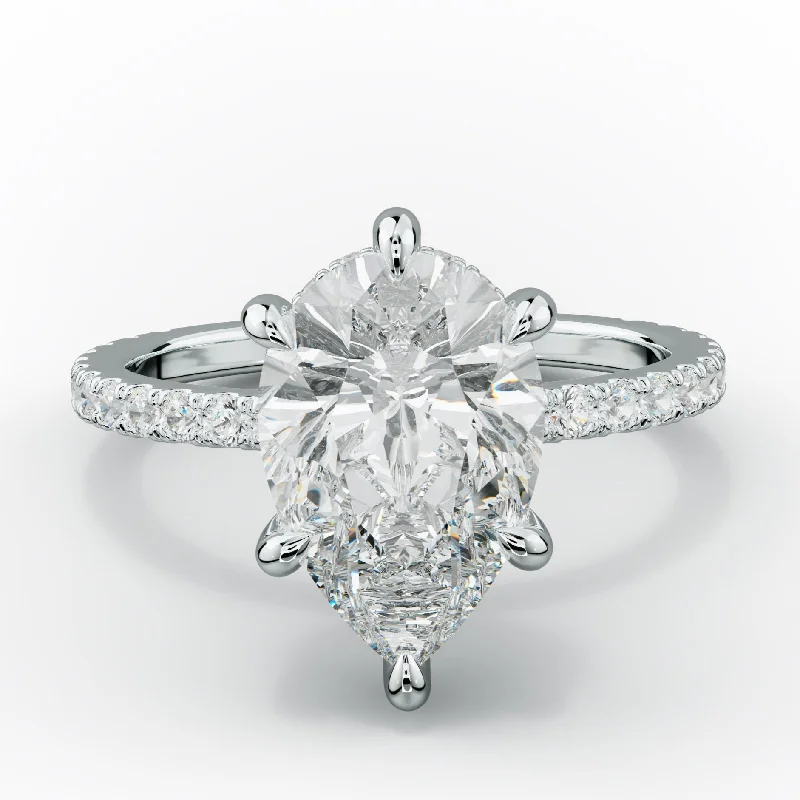 fancy cut engagement rings -Chloe Six Prong Pear Shape Diamond Engagement Ring