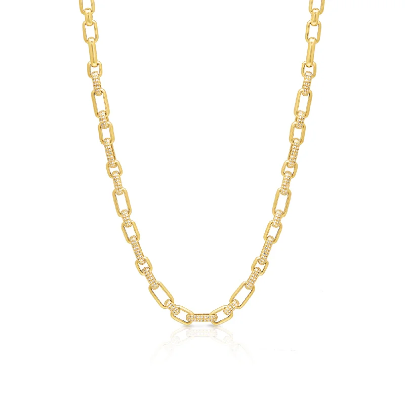 classic diamond necklaces for women -14KT Yellow Gold Diamond Lara Chain Link Necklace