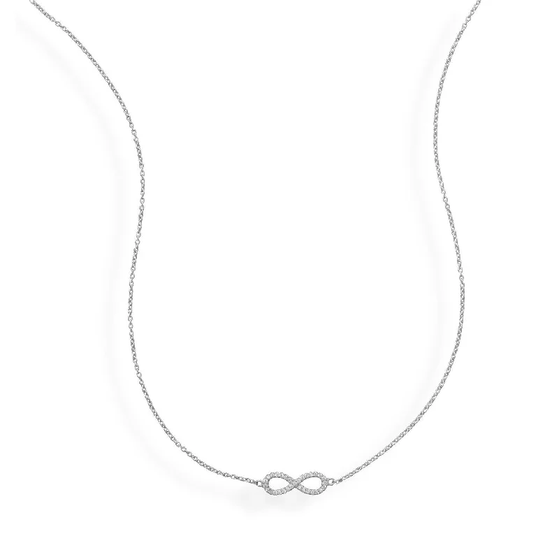 chunky necklaces for women -16" + 2" Rhodium Plated CZ Infinity Necklace