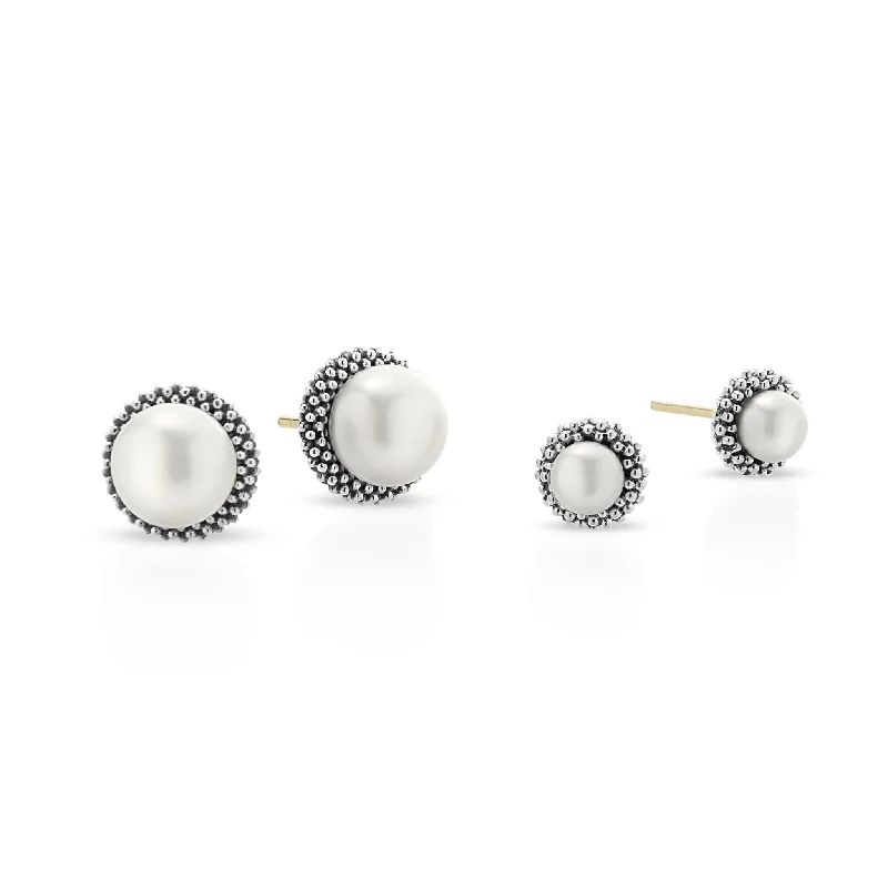 boho chic earrings for women -Luna Mother and Child Pearl Earring Set