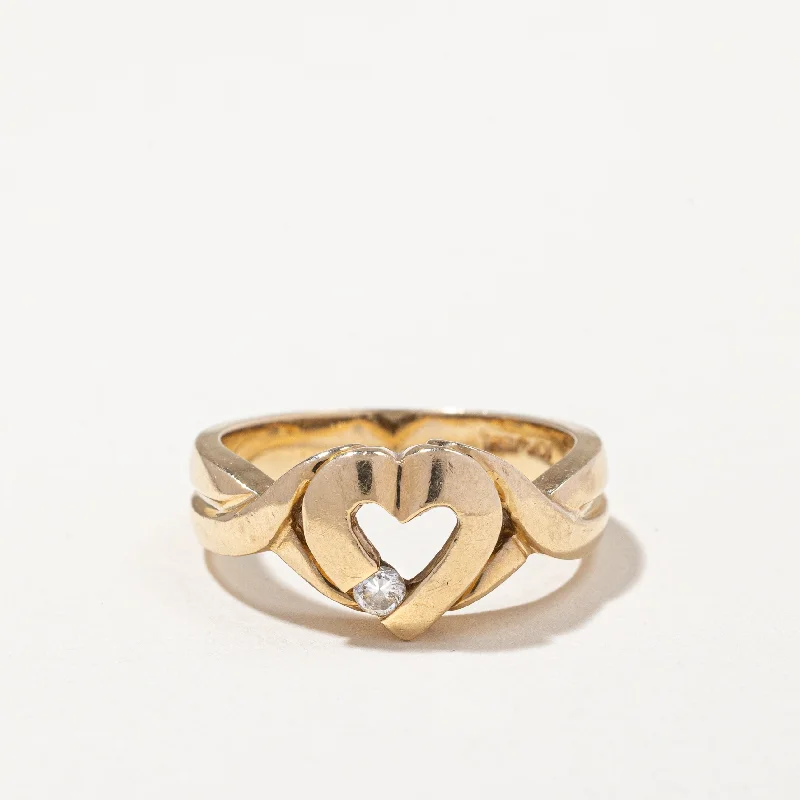 ring sets for women -10k Yellow Gold Heart Diamond Ring | 0.05ct | SZ 6