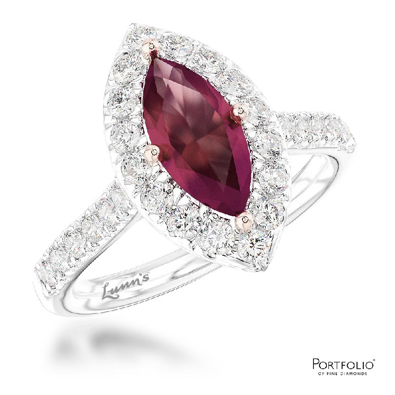 bold statement rings for women -Cluster 1.02ct Ruby Platinum/Rose Gold Ring