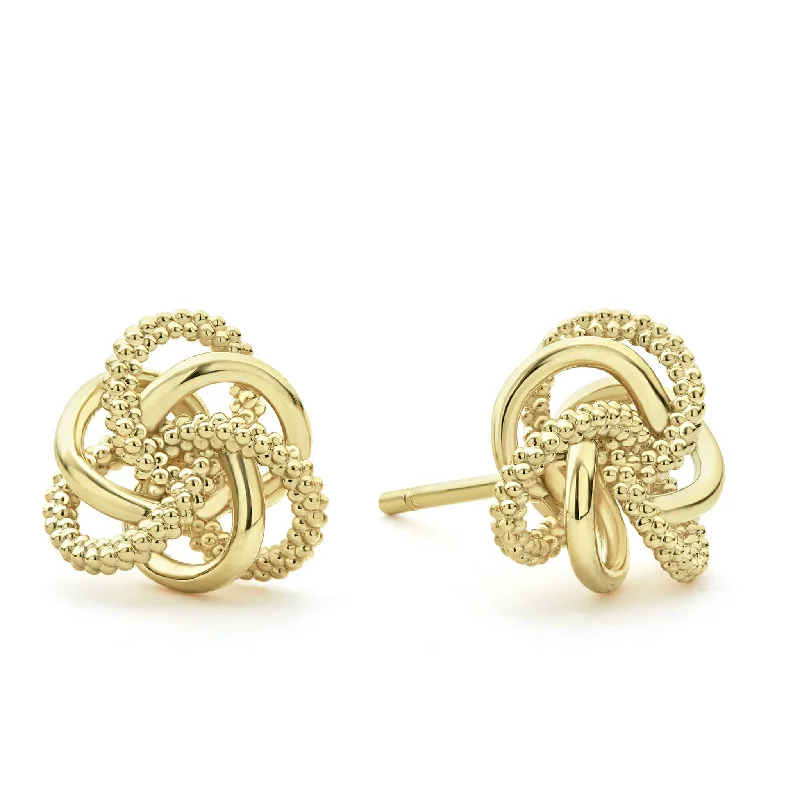 gold drop earrings for women -Love Knot Large 18K Gold Love Knot Stud Earrings