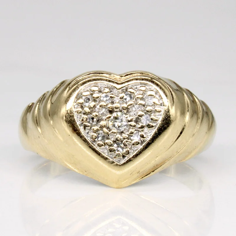 silver rings for women -Diamond Heart Ring | 0.09ctw | SZ 7 |