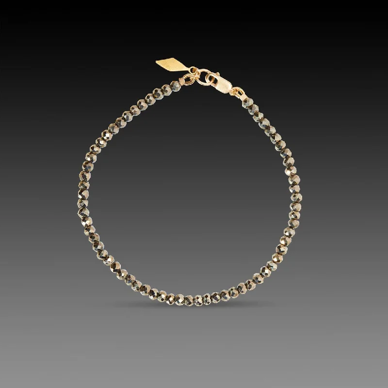 gold-plated bangles for women -Pyrite Bracelet with 22k Diamond Charm