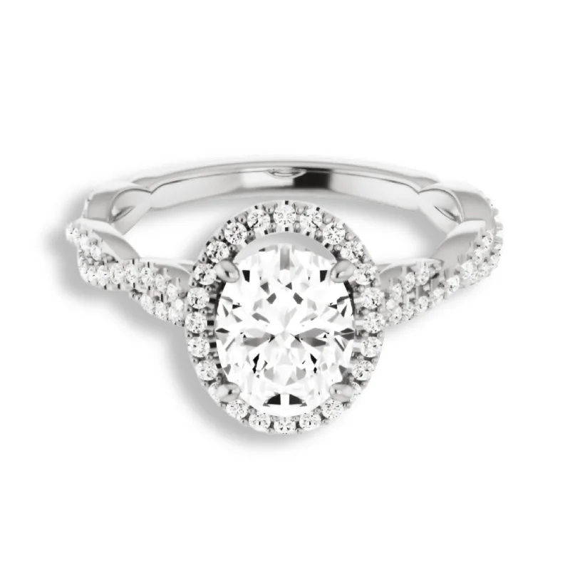 elegant engagement rings -Oval Cut Diamond Halo Engagement Ring